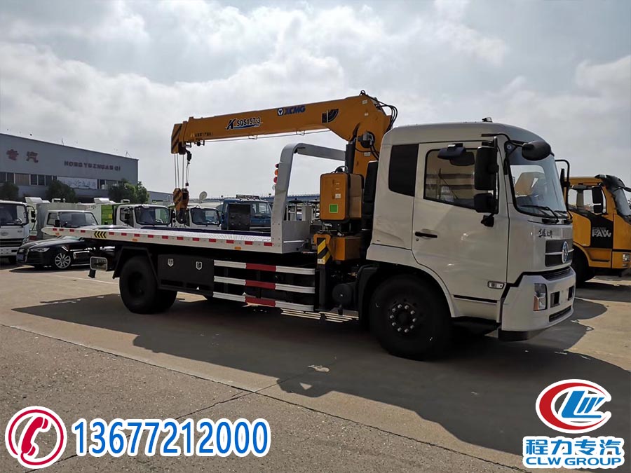 東風(fēng)天錦平板帶吊清障車